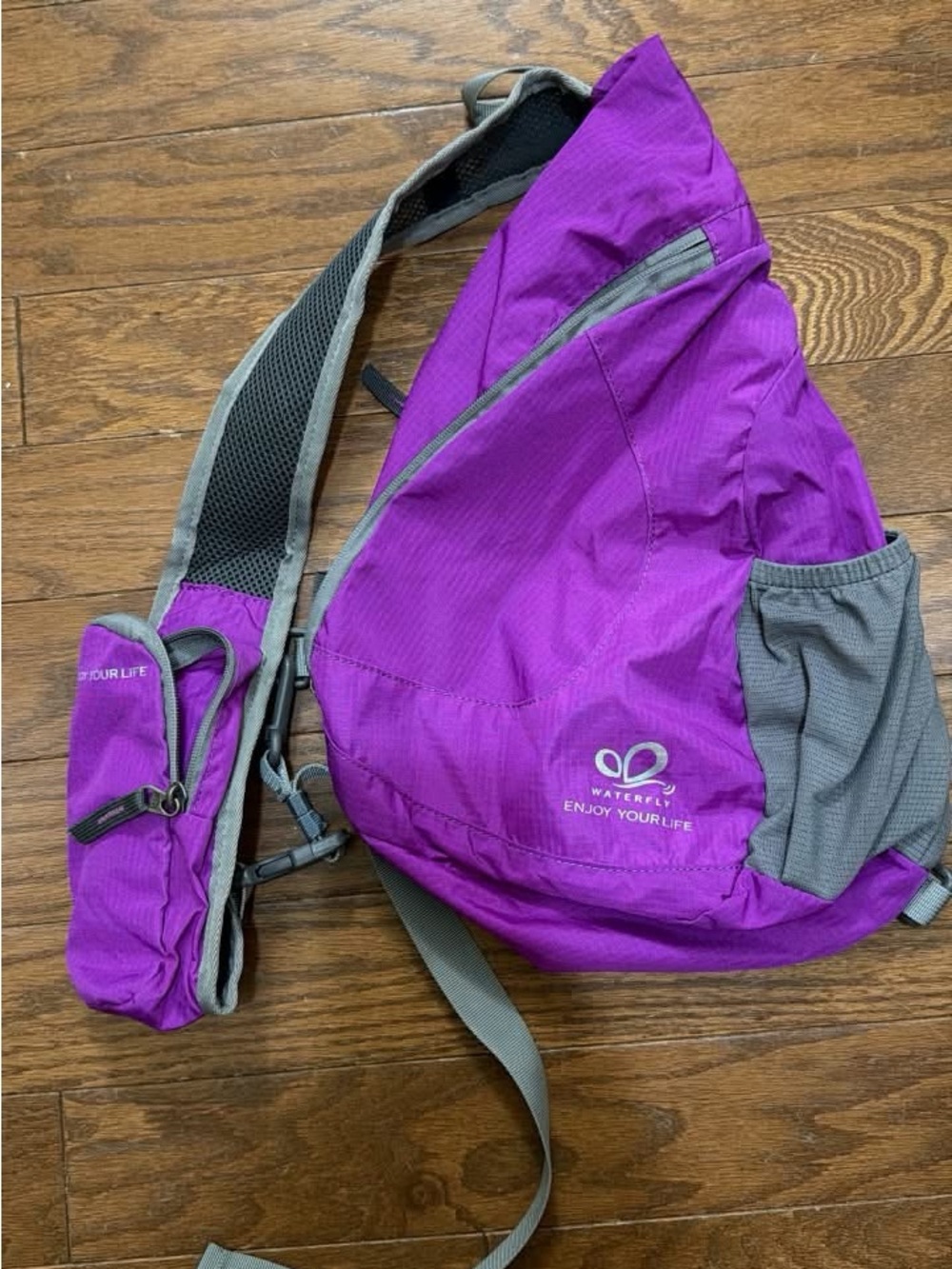 Waterfly Purple Sling Backpack with Gray Accents